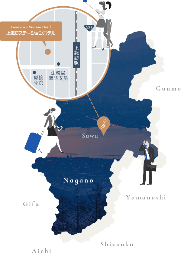 図：JR中央線上諏訪駅より徒歩5分の立地